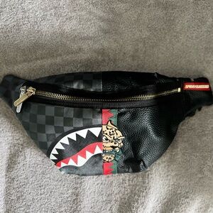 Sprayground Black and Red Shark Belt Bag (Crossbody) in used condition